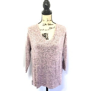 Charming Charlie Shirt Small Marled Pink V-Neck